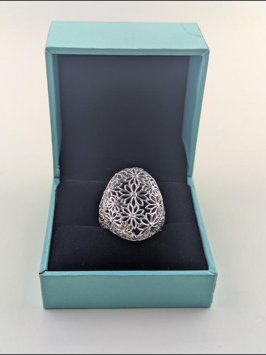 Jewelry - ​🌸 Sterling Silver Statement Ring Floral Filigree Lattice ✨
